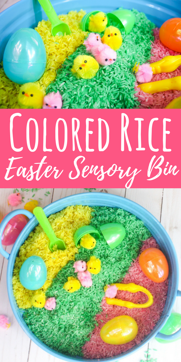 Colored Rice Easter Sensory Bin