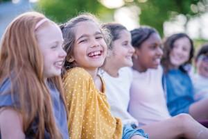 Smiling Elementary School Children Hanging Out Together