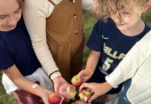 People holding apples together