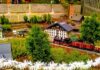 A model train in a train garden