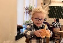 Child eating a burger