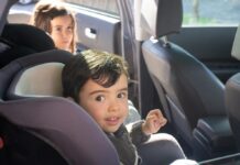 Children sitting in car seats